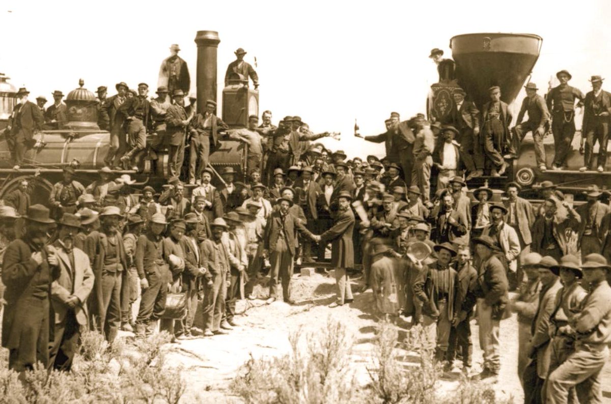 First transcontinental railroad in the United States, completed this