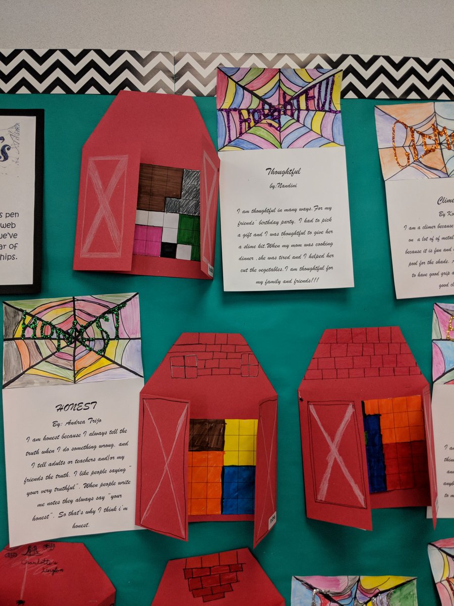 QuailsofC6's tweet photo. Another Open House in the books and we are SO proud of our work! Art portfolios, all about books, Wilbur's barn, and character trait webs. #openhouse https://t.co/vb2JPkd9Xl