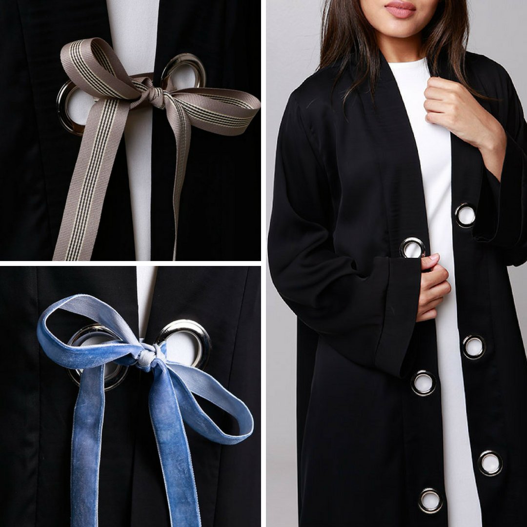 HayaCollective's tweet photo. EYELET ABAYA IS BACK! 
With over 15 unique ribbon options to choose from.

Shop now at https://t.co/rCfNxtq764 
Eid '18 orders close at midnight this Sunday, 20th May.

Eyelet Abaya R799. 
Add a set of ribbons for R99 per set. https://t.co/wPHbkU9S2z
