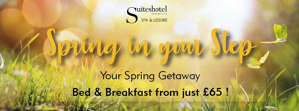 suiteshotel's tweet photo. Let us put a Spring in Your Step 🌼☀️✨🥂 Enjoy a Spring getaway with Bed &amp; Breakfast plus use of our leisure facilities from just £65! 📲Call us 0151-549-5400 💻Book Online https://t.co/5acZzg8Dgq https://t.co/fFCewD6IqE