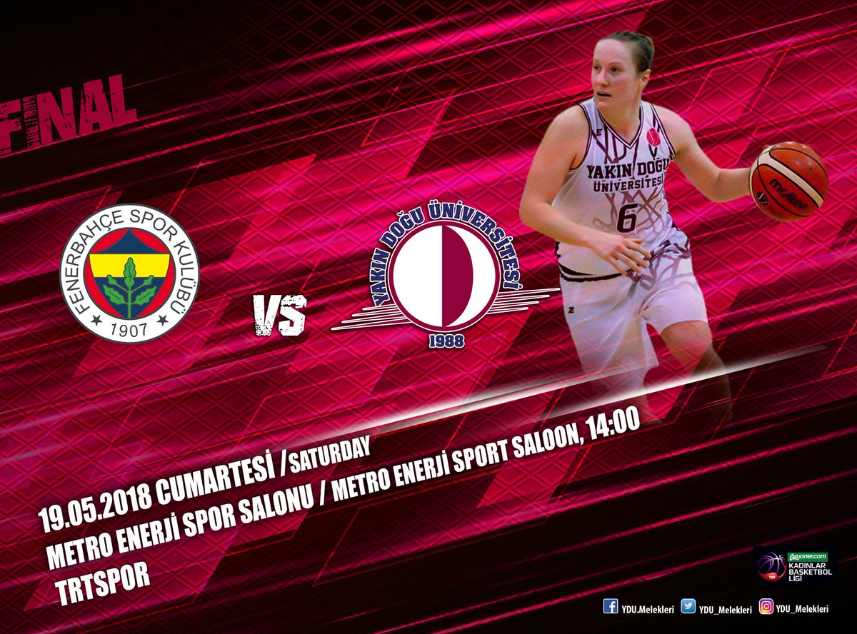 #YakınDoğuÜniversitesi yarın saat 14:00'te Fenerbahçe ile play-off final serisinin üçüncü maçında karşılaşacak. Metro Enerji Spor Salonu'ndaki müsabaka, TRT Spor'dan naklen yayınlanacak.
#kbsl #playoffs