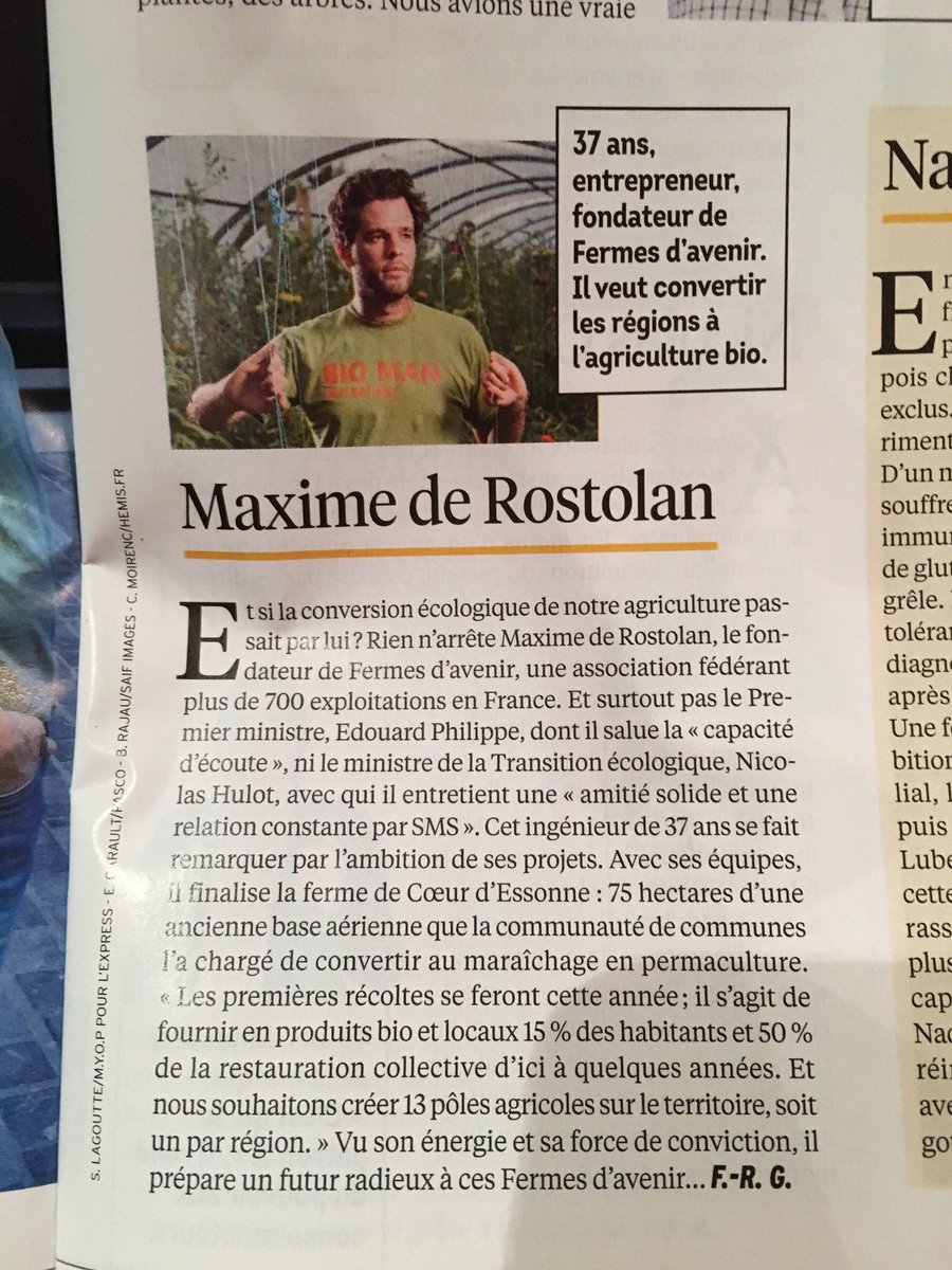 synabio's tweet photo. Selon @LEXPRESS @Maxderostolan  @FermesdAvenir fait partie des 100 français inspirants. Venez discuter des filières créatrices de valeur avec lui le 14 juin prochain  https://t.co/iXPgLZZmCj inscriptions et programme complet en ligne #bio #biodurable #changeonsdemodèles #PME https://t.co/NgUsNTuSs2
