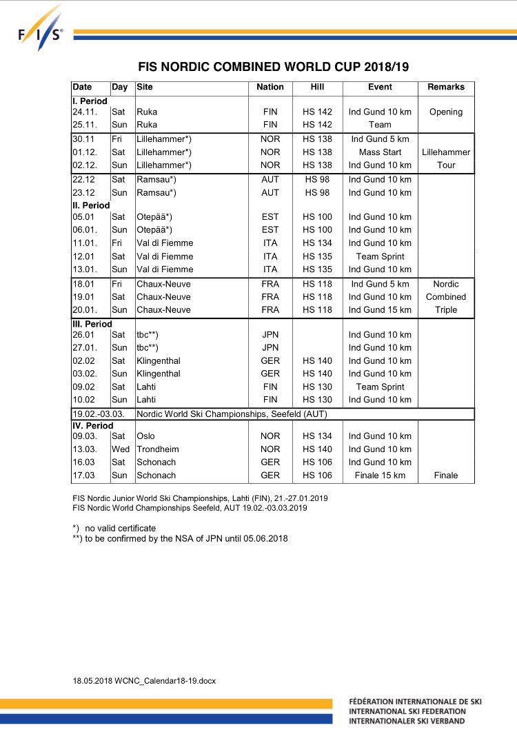 fisnoco's tweet photo. ‼️ Here is the updated World Cup calendar for the next winter! 📆 #fisnoco #nordiccombined #calendar #winterseason #competition https://t.co/WwRXXjBRWl