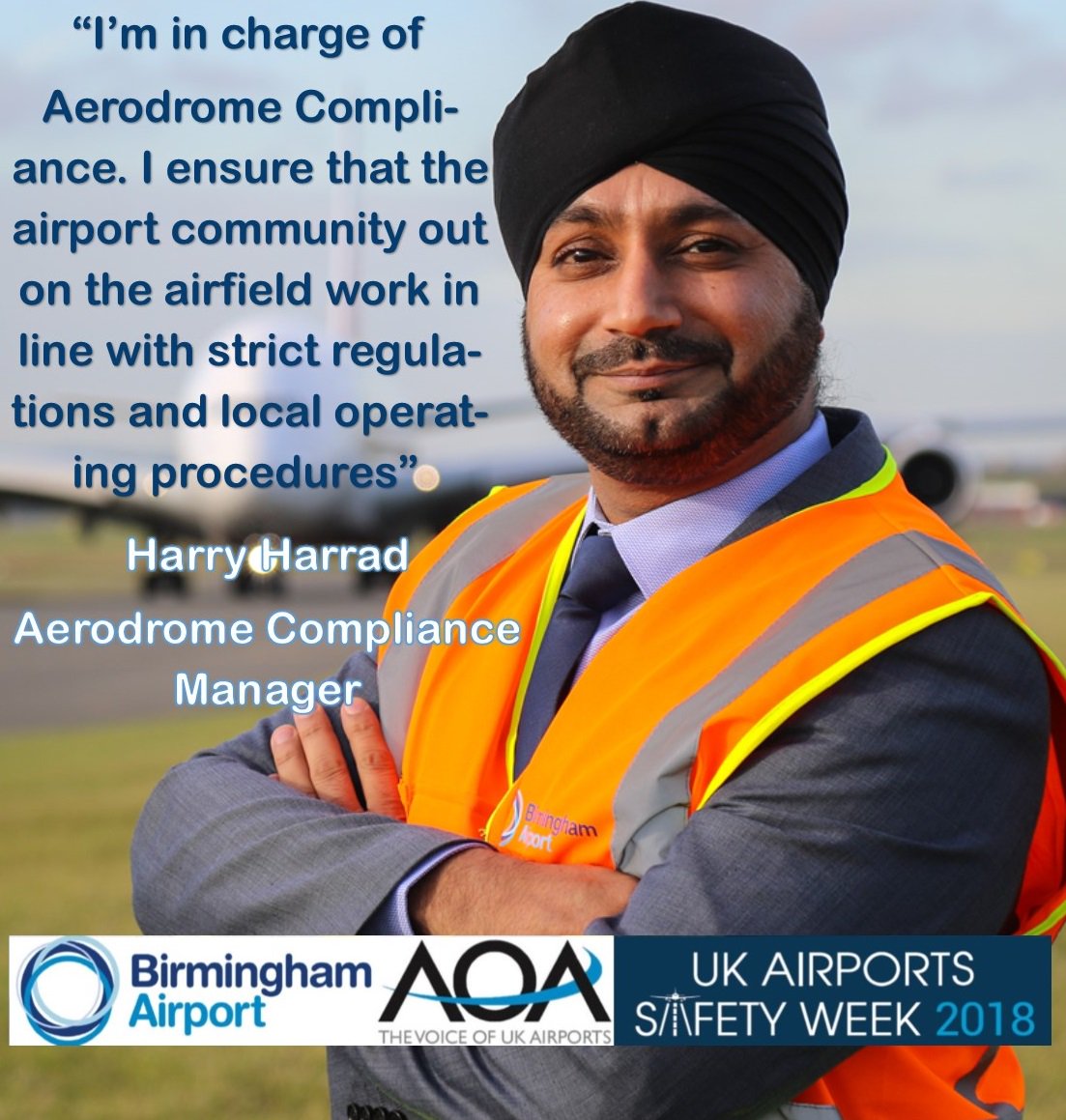 bhx_official's tweet photo. It's the last day of #ukairportssafetyweek and we've been sharing the role of different people across #bhx involved with safety. Here is Harry....#bhxhereforyoursafety #promotingsafetytogether https://t.co/MzmzGz9JC2