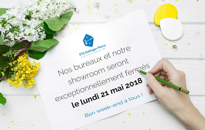 etsdollinger's tweet photo. 🌸 Fermeture exceptionnelle : Lundi 21 mai 2018 🌺
☀️Bon week-end à tous ❗️ https://t.co/pO6iQgqMQm