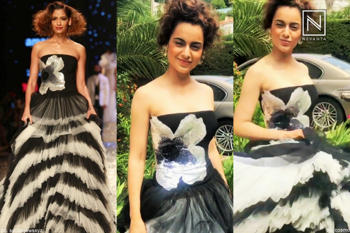 NevantaMedia's tweet photo. #RamptoReality: #KanganaRanaut wore an off-shoulder ruffled gown from @gauriandnainika's Autumn/Winter 2018 collection for a magazine shoot https://t.co/DEYXcUQc0s