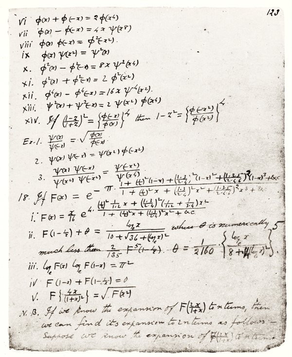 royalsociety's tweet image. It&apos;s #notebookday! Here&apos;s a page of formulae from the notebooks of Indian mathematician, Srinivasa Ramanujan FRS ow.ly/8Mgl307kGqu