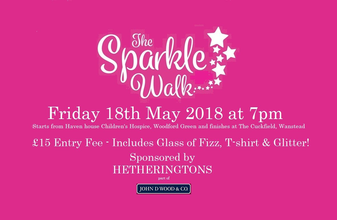 Come and support our walkers today. 85 - 87 High Road, South Woodford! We are very proud to sponsor the <a href="/HavenHouseCH/">Haven House</a> Sparkle Walk. The money goes towards the highest quality palliative and holistic care services for babies, children and young people.  socsi.in/YQi3i