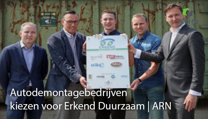 Vooraanstaande ondernemers in de demontagebranche kiezen, in samenwerking met branchevereniging voor voertuigdemontage Stiba, voor aantoonbaar MVO-beleid met ‘Erkend Duurzaam’.

Benieuwd naar onze aanpak? Kijk dan op arn.nl/news/autodemon…