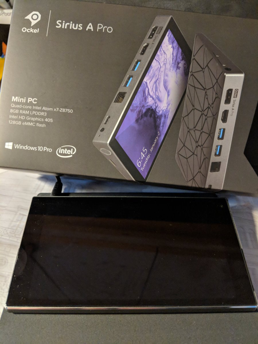 RemcoBroekmans's tweet photo. Yeah, got my new #miniPC #ockel #siriusA. Presentations and training from the back of my pocket and still specs of afull blown laptop! https://t.co/Od97yneAVr