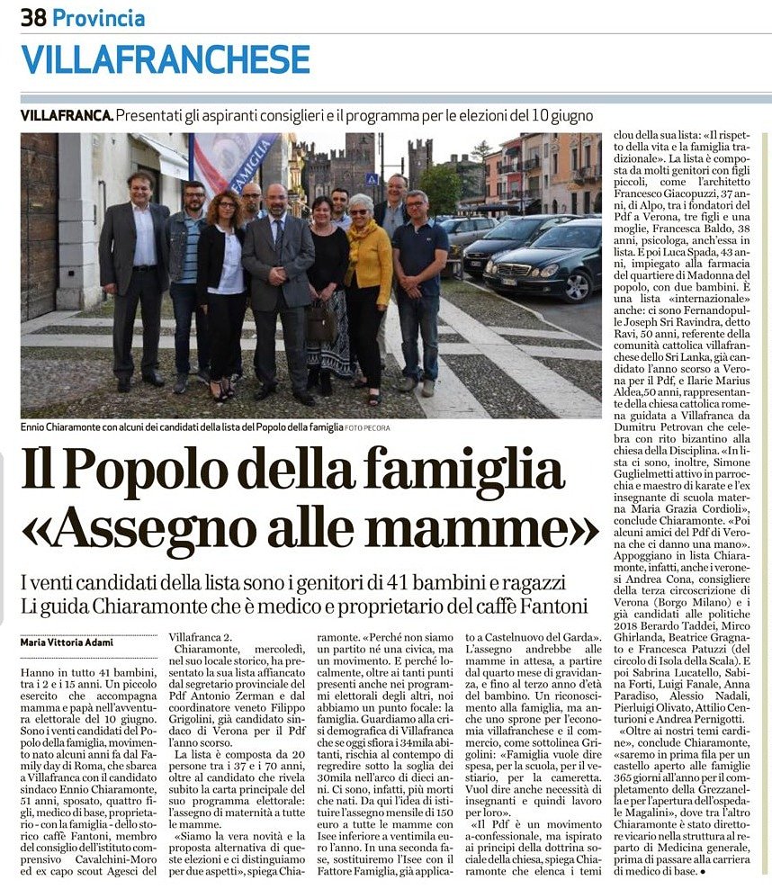 PDF_VR's tweet photo. Da L' Arena di oggi
20 candidati 41 figli
Quando la famiglia è protagonista
#votaPdF
#EnnioChiaramonteSindaco https://t.co/PKI8SPldIp