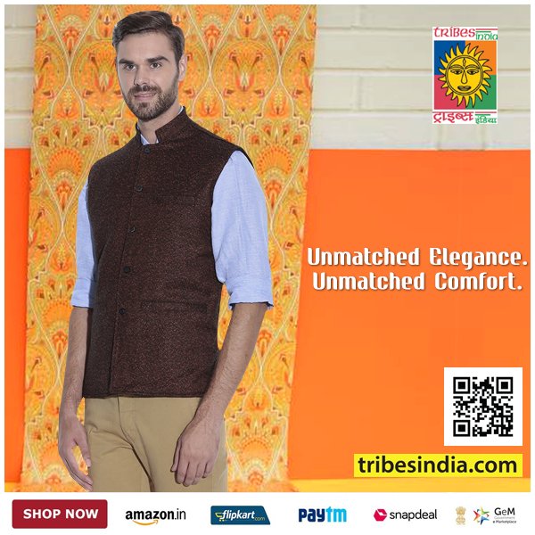 Ethnic. Hand-woven. Elegant. Stunning Collection of Men's Waistcoats by Tribesindia
#TribesIndia #shopfortribalcause #tribalpeople #tribalculture #handmade #handmadedupatta #silkdupatta #summercollection
 #TribesIndia #TrulyAuthentic