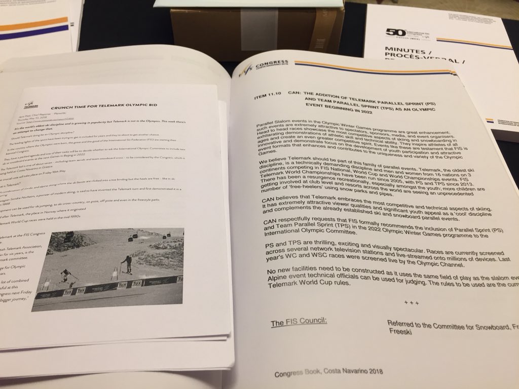 Item 11.10 on the #FISCongress agenda today. Telemark inclusion at the #OlympicWinterGames in #Beijing2022. #MakeTelemarkOlympic