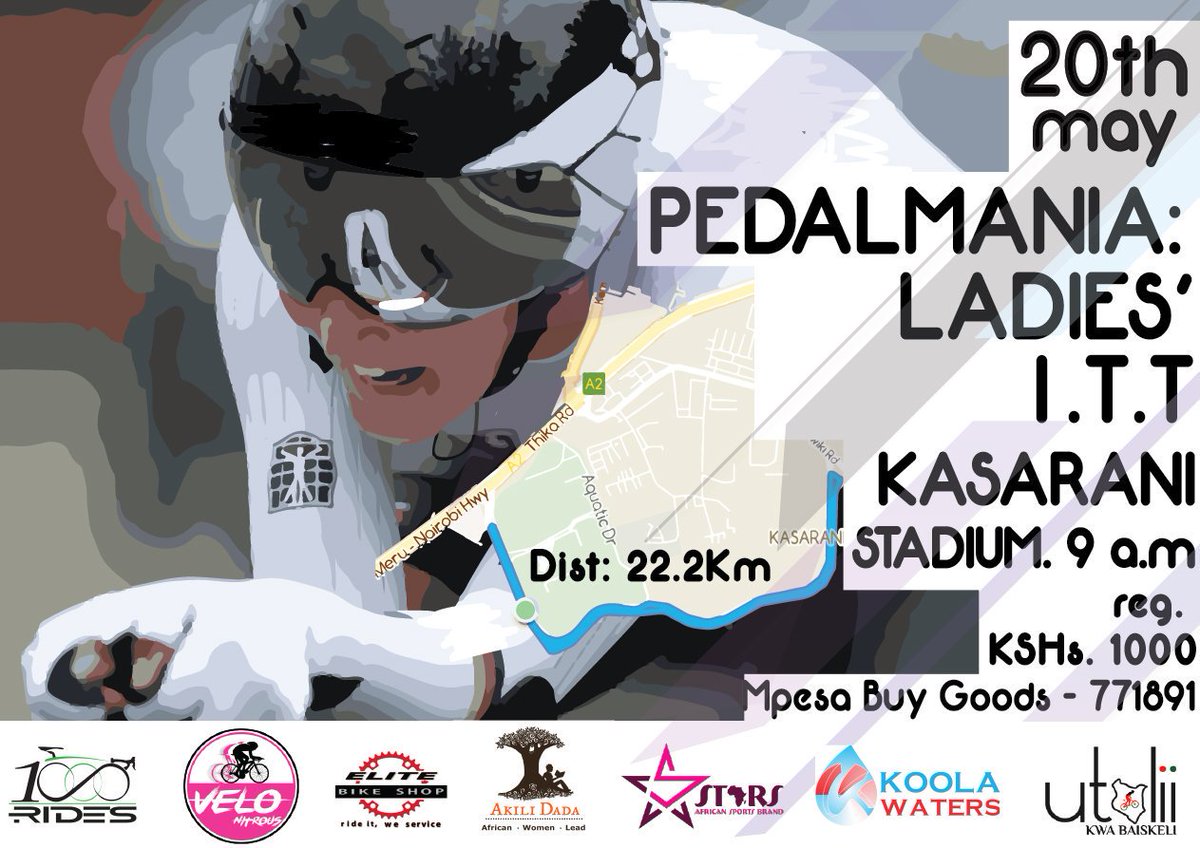 5StarsAfrica's tweet photo. #ThisGirlrides @nancieakinyi Pedal Mania 2017. Come cheer our ladies at the Kasarani Sports Center this weekend.
#kenyacycling #cycling #cyclingke #espnw #Training #thisgirlcan #shecycles #weekendvibes #AfricanSportsRising
#june3worldbicycleday #womencycling https://t.co/xuxemQI4ZM