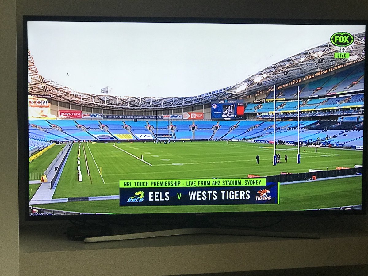 touchfootyvic's tweet photo. It’s time!!! History in the making! 
Who’s tuned in? 
#nrltouchpremiership @WestsTigers v @TheParraEels https://t.co/MxFqHGOiiY