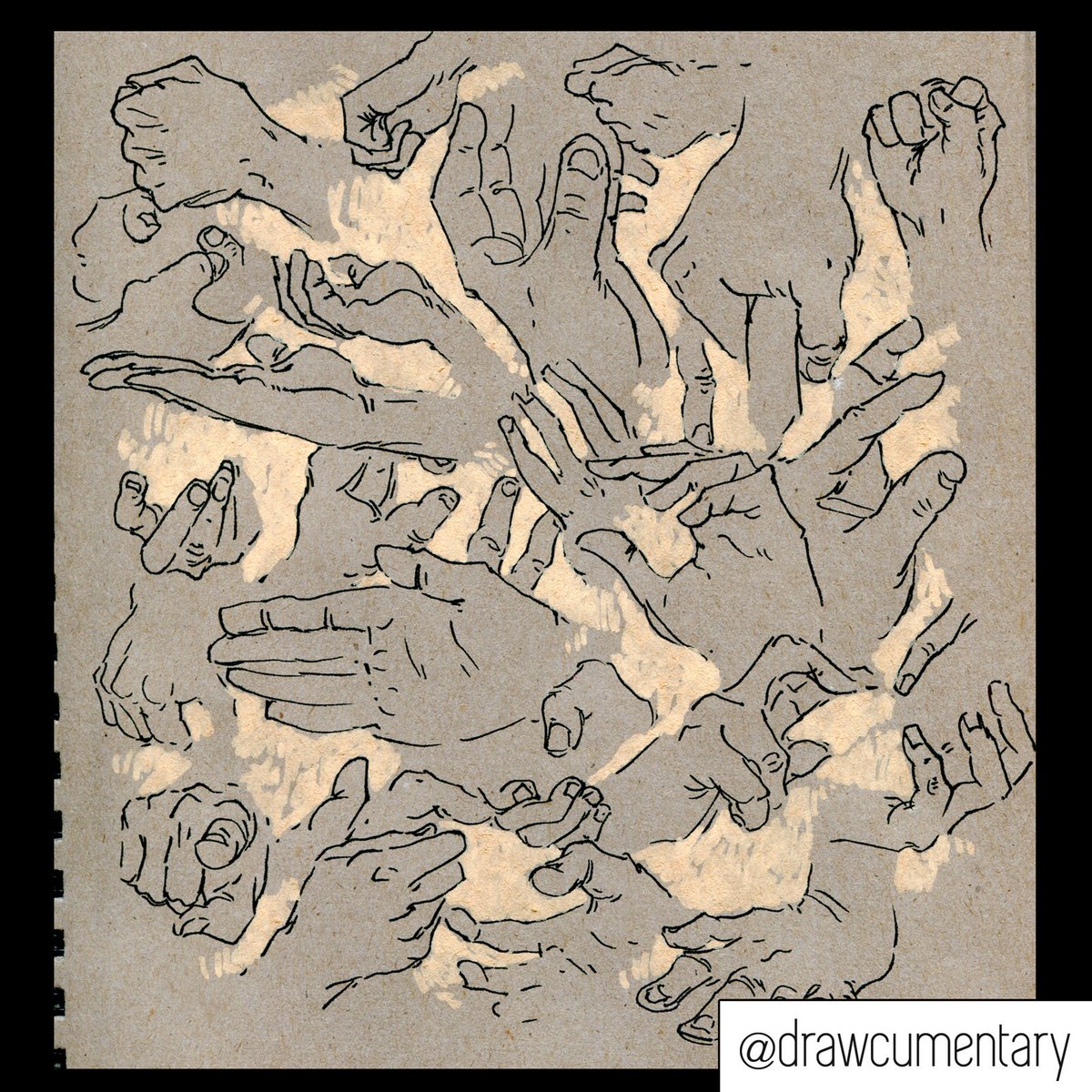 drawcumentary's tweet photo. 1 minute hand gestures #art #lifedrawing #hands https://t.co/AyJ2pmMLgY