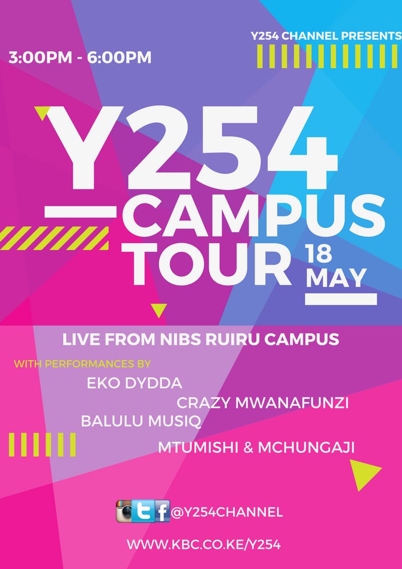 Its happening today #Y254campustour at Nibs College From 3pm-6pm as <a href="/Y254Channel/">Y254</a> Turns One Year #Y254turn1
