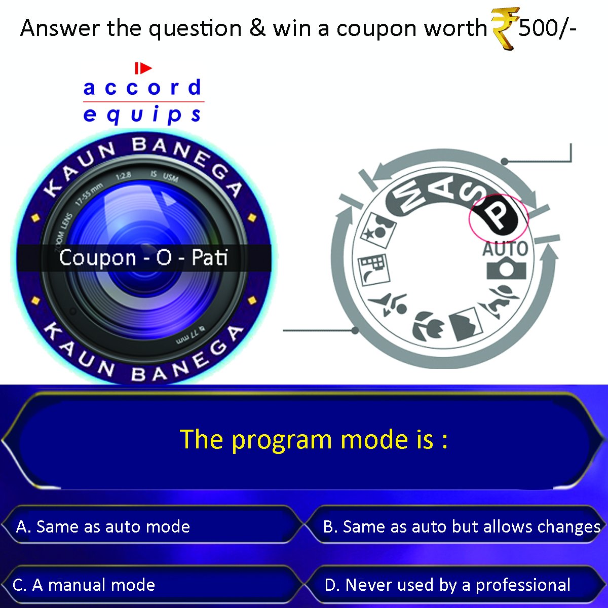 Accord KBC is back again.. It's time to test our knowledge.. Answer the question and win coupon worth Rs.500 contest ends on 21st  May 12 noon. 
#photography #filmmakers #filmmaking #photographer #photoshoot #contests #contestday #shortfilmmakers #ProfessionalPhotographers