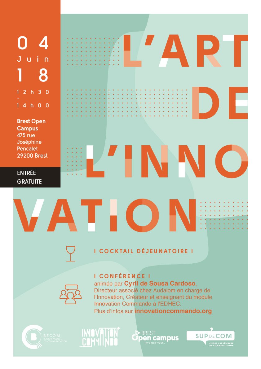 CyrilCardoso's tweet photo. J'aurai le plaisir d'intervenir à Brest Open Campus le 4 juin pour une Conférence - Cocktail déjeunatoire sur le thème de l'Art de l'Innovation. Via @InnoCommando @Brestopencampus #Innovation #Créativité #Brest https://t.co/aYmcw0vOAc