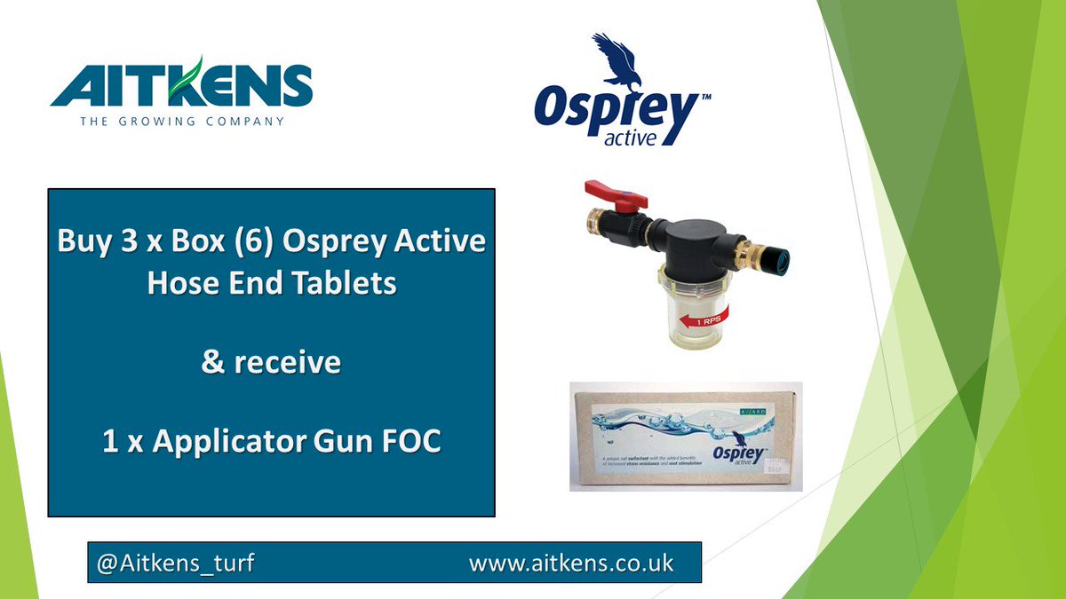 ***SPECIAL OFFER***:
Osprey Active Wetting Agent tablet offer - contact your local Aitkens rep for more information
#aitkens #award #ospreyactive #wettingagent