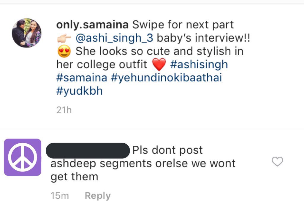 Got this comment on the video I posted from yesterday’s segment. Someone please explain when was this decided, or what this means 😂 #90sKiCollegeLife #YehUnDinonKiBaatHai #AshDeep #Samaina #AshiSingh