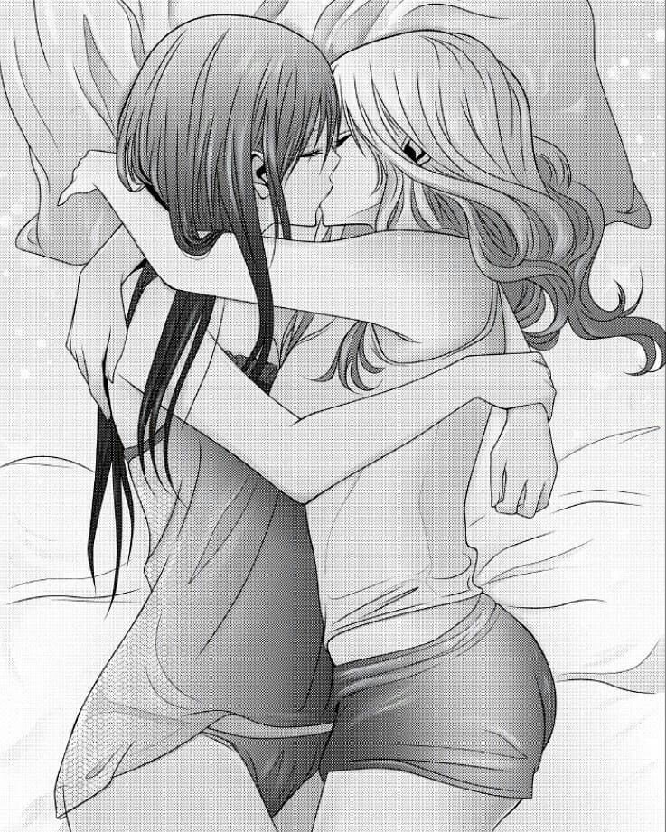 Lesbian kiss anime