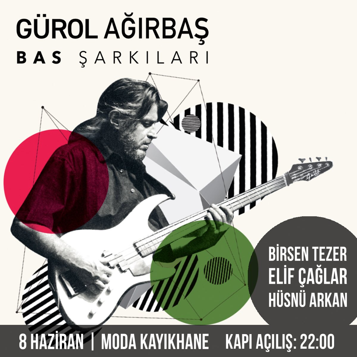 gurolagirbas's tweet photo. Bas Şarkıları 3 albümümün ilk konserini Moda Kayıkhane’de yapacağız. 8 Haziran saat 22:30’da buluşalım. Bu konserde konuklarımız, @birsentezer @elifcaglarmuslu @husnuarkan 
#BirsenTezer #ElifÇağlar #HüsnüArkan #BasŞarkıları3 https://t.co/6KiSVeeHhc