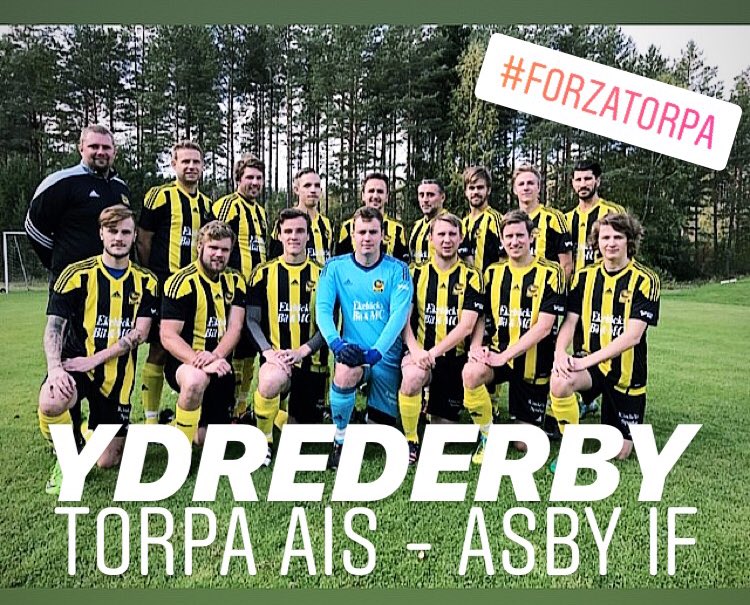 Ikväll är det dags ! Det vi alla längtar efter ! YDREDERBY vankas , 19:00 Torpavallen är det avspark. TORPA tar emot ASBY i en het batalj ! Publikfest! #forzatorpa⚽️⚽️⚽️💛🖤