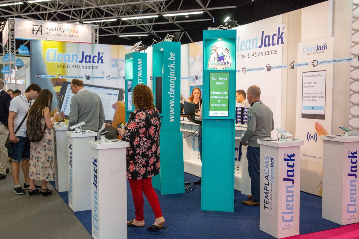 CleanJack's tweet photo. De 4e en laatste dag van de @intercleanshow! Ook vandaag staat het CleanJack team weer klaar op stand 8.412 om alle vragen te beantwoorden over #tijdregistratie en #meerdantijdregistratie. #communicatie
#interclean #schoonmaak https://t.co/1JJP0uyF0S