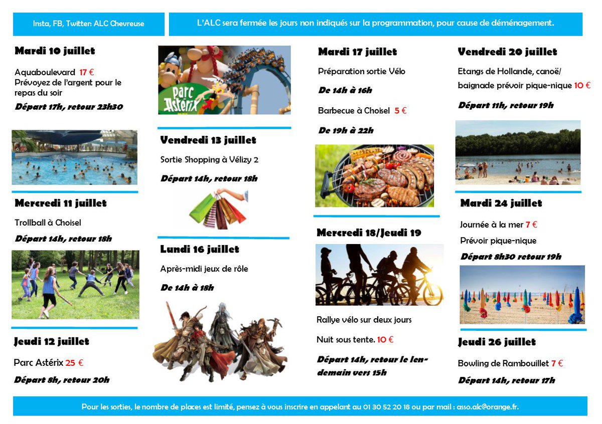 AssoAlc's tweet image. Le nouveau planning des vacances de Juillet est fin prêt! N&apos;hésitez pas à venir vous inscrire sans modération ! 🙂