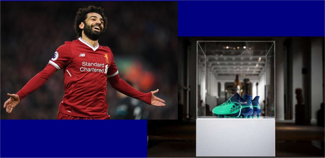 hallaboutafrica's tweet photo. Egypt's football phenomenon Mohamed Salah has his soccer boots acquired by British Museum in London for display. Salah, English Premier League's Player of the Year, is league's all time top scorer with 32 goals. In 57 games he's played for Egypt he's scored 33 goals. https://t.co/y2lgbQDszL