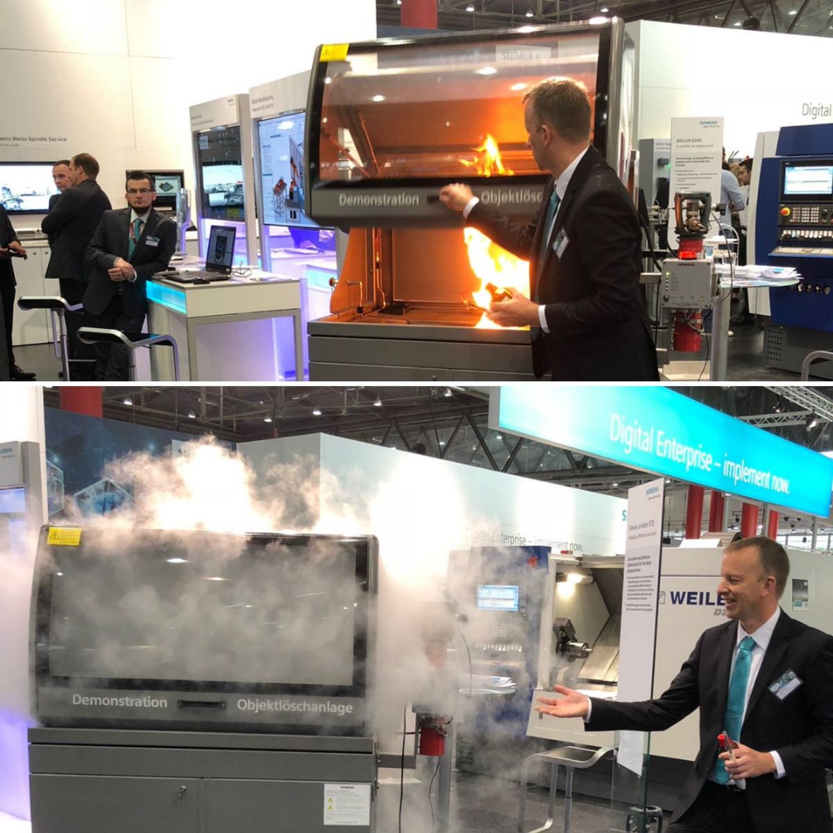 SmolaMarion's tweet image. Last chance not to miss the impressive al-deco fire show! Only today at the Intertool in Hall A! We look forward to seeing you! @Siemens_Austria #intertool #machinetool #fire