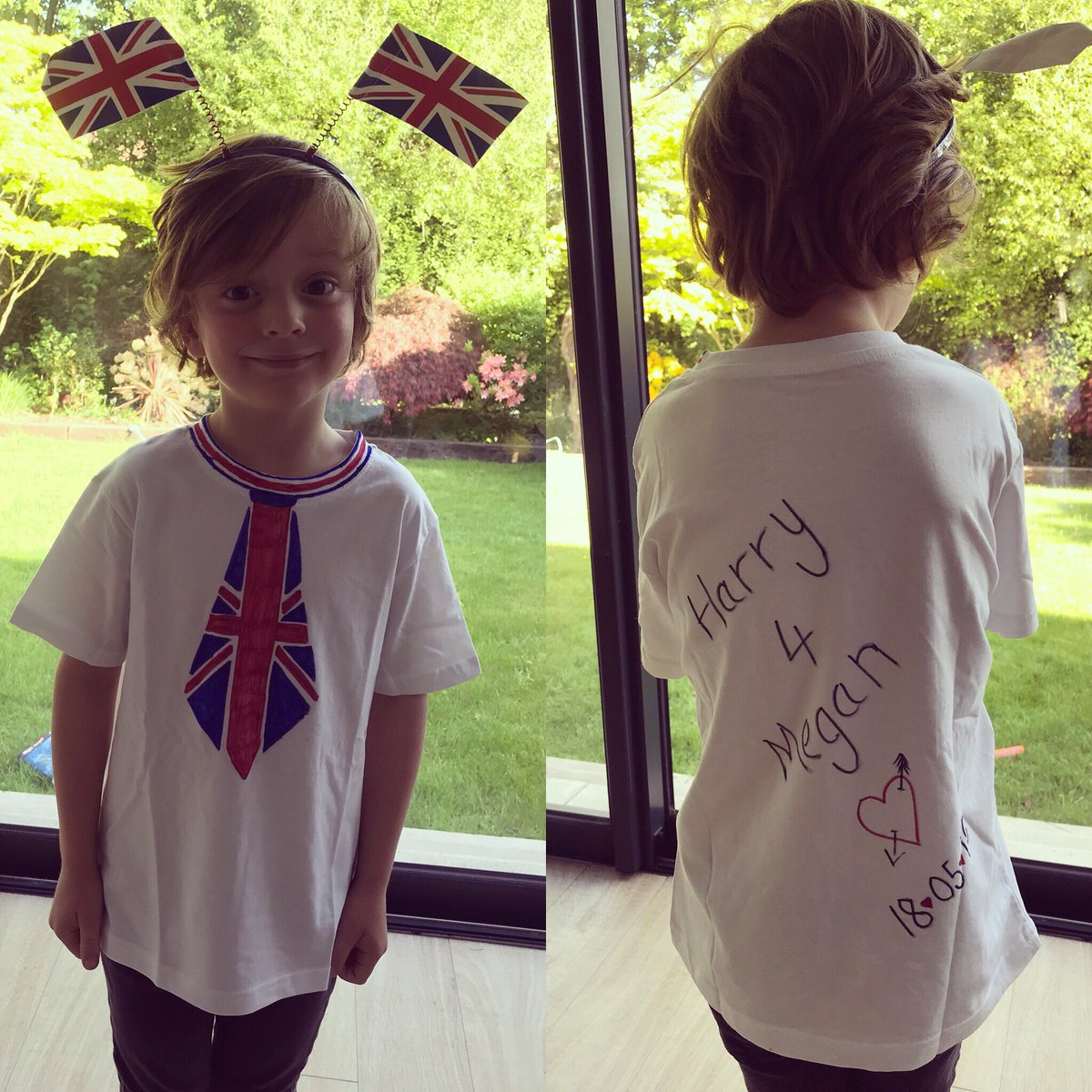 jessyquinn's tweet photo. Noahβs ready to party at @BroadwayEast1st @BlueClassBEFS Royal Wedding party ππ¬π§ #RoyalWedding2018 #HarryandMeghan #homemade #sharpiefun https://t.co/FmjXG3djia