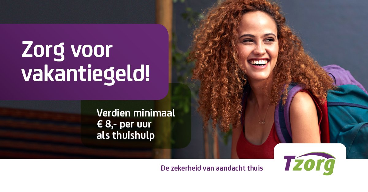 Tzorgthuiszorg's tweet photo. #Solliciteer naar de ideale #vakantiebaan als #Thuishulp bij #Tzorg. Prima uren, in de buurt, top salaris! https://t.co/bm9BGiWob1 https://t.co/VB6uxYYCuw
