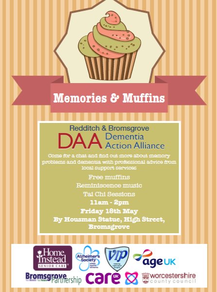 bdht's tweet photo. Today the Redditch and Bromsgrove Dementia Action Alliance is hosting an event on Bromsgrove High Street to show the help and support available to those suffering with dementia. Pop along to see them and to find out more.
#dementiaawarenessweek #dementiafriend #ldaa https://t.co/8WD4jN6ptc