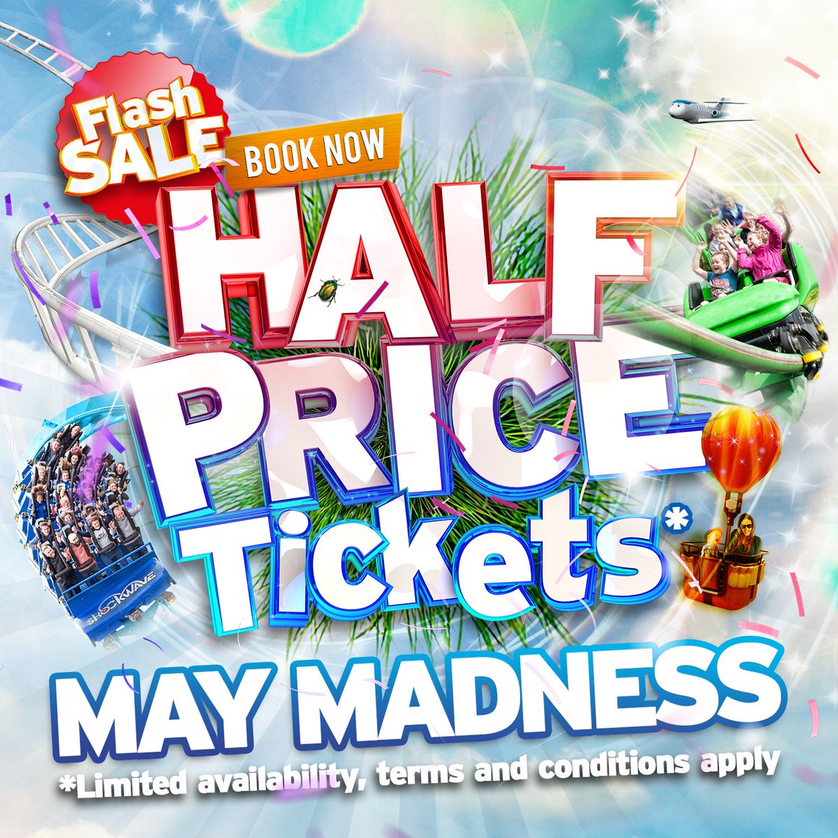 DraytonManor's tweet photo. FREEBIE FRIDAY! In celebration of our May Half Term FLASH SALE. We are giving away a Family of 4 ticket for FREE. Just simply LIKE &amp; RT this post for your chance to #WIN T&amp;c's apply! https://t.co/R3Xxm7kw1j https://t.co/aQRTFmW6Ut