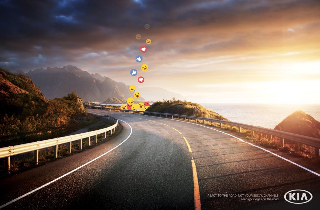 addictivedergi's tweet photo. Yola bağlanın, sosyal kanallarınızı değil. Gözlerinizi yolda tutun. #KIA 
#creative #advertising #ad #marketing #reklamcılık #pazarlama #addicitive https://t.co/YLMx6S7Xze