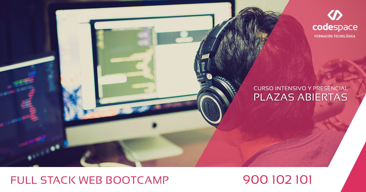 CodeSpaceAcade's tweet photo. Lanzamos una nueva edición...de nuestro #Bootcamp de #ProgramaciónWeb.✊¡Pasa a la acción con #CodeSpace! 🚀
¿Comenzamos?📱900 102 101
#CodeSpace #Web #Málaga #ProgramaTuCarrera #Development #Código #Software #WebDesigner #WebDesign https://t.co/MS6C7veQKQ