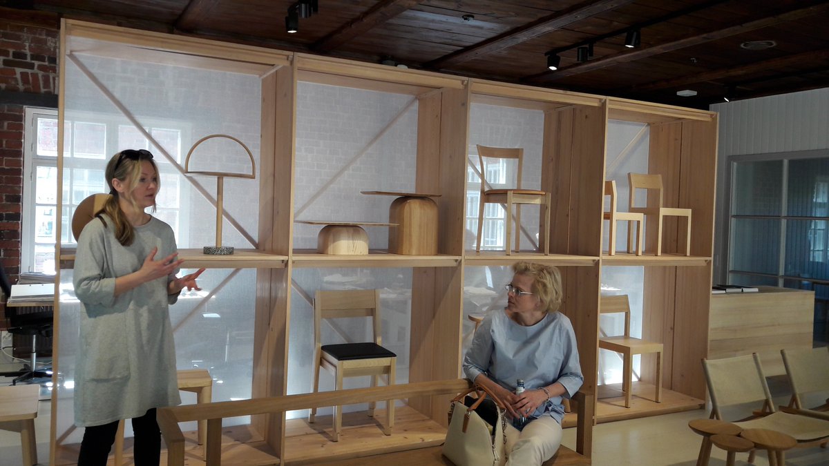 LindstromMaarit's tweet photo. CEO Johanna Vuorio of #Nikari gave me valuable insight into the high-end #furniture business and sustainable #wood #design at Firskars Village.👍🌞 https://t.co/J7CPZewrfW