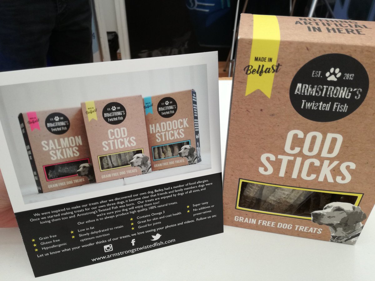Great to see Petra  <a href="/ArmstrongsFish/">Twisted Fish</a> today <a href="/seafishuk/">Seafish</a>. Such a brilliant idea using fish skins as dog treats @keenanseafood @UlsterBank