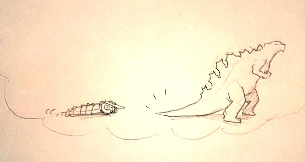 きびしいと思ったモスラ幼虫の絵です 