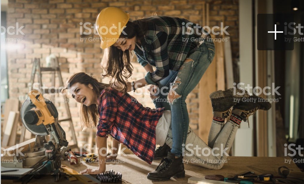 clumsygoddess's tweet photo. As a builder, I try to keep a corner on the market by physically fighting any other women in the same line of work. #BadStockPhotosOfMyJob https://t.co/VuqnSnZ5SF