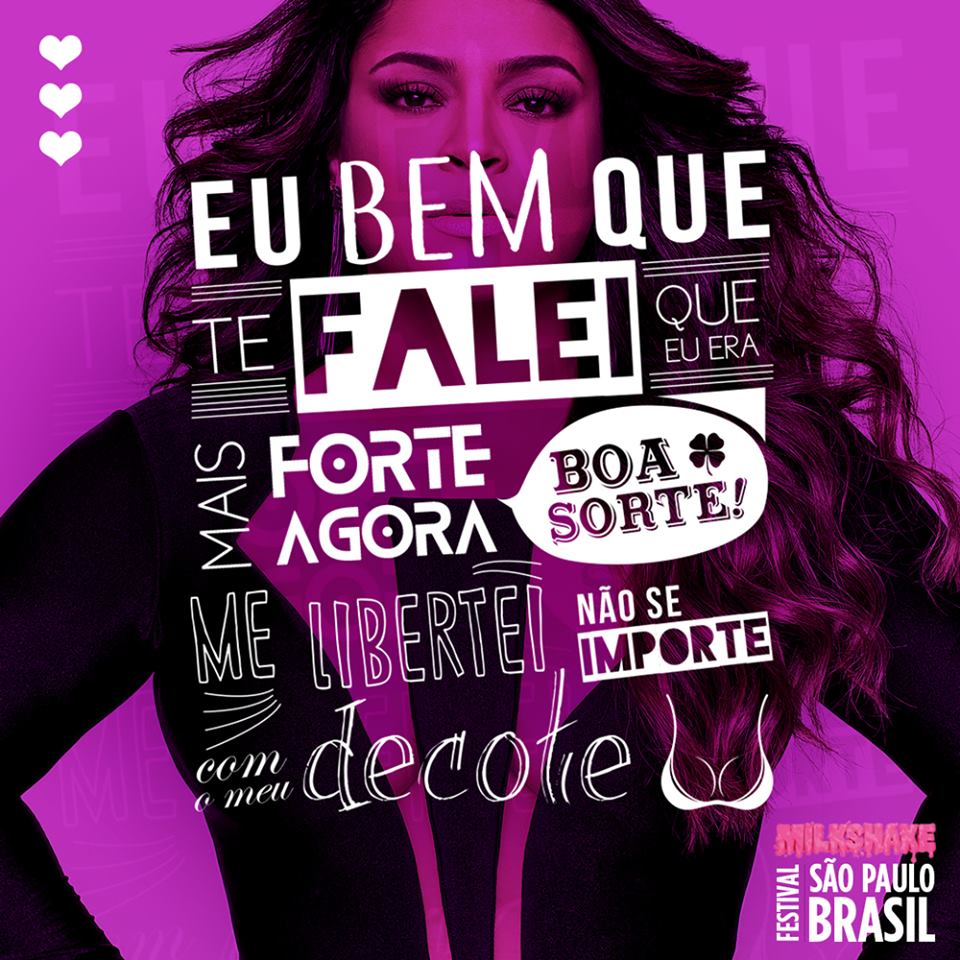 Ansioso pra cantar esse feat da Preta Gil com a Pabllo Vittar? Com Decote essa dupla chegou mostrando a importância do amor-próprio e de se libertar. 💕👄 Confira essas e outras atrações no Milkshake festival! Adquira seu ingresso: goo.gl/ZaeXbE