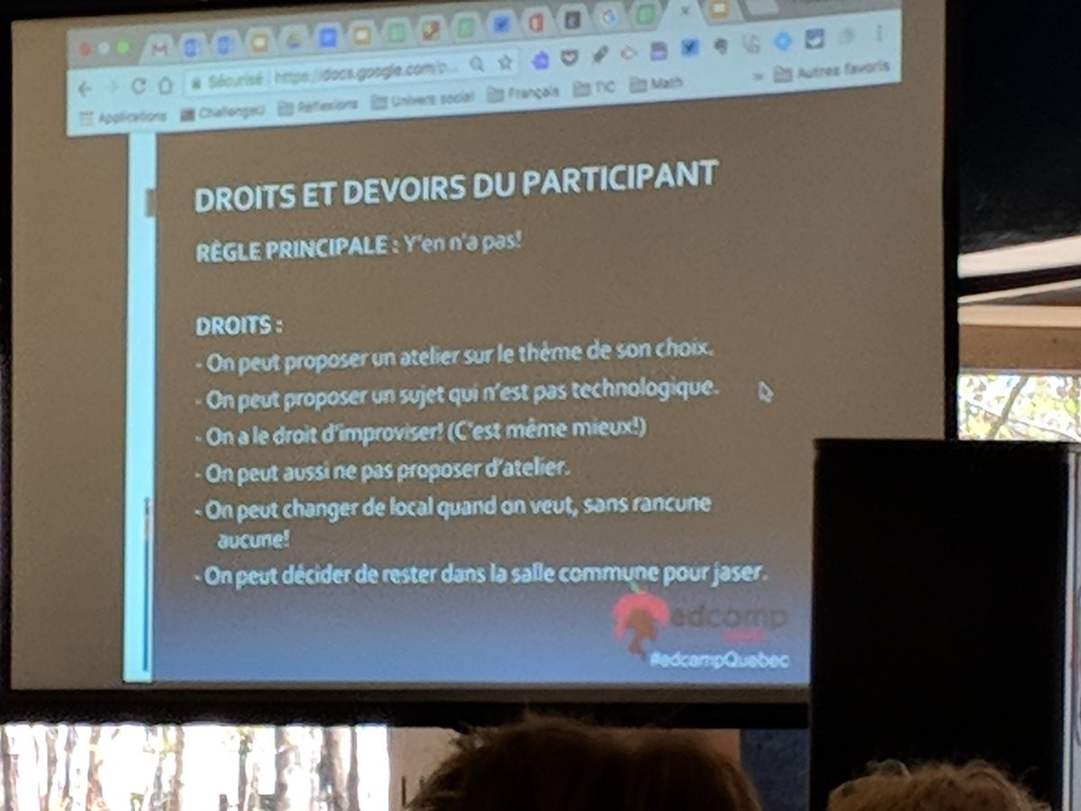 MmeJulieC's tweet image. La règle principale, y'en a pas! #EdCampQuebec