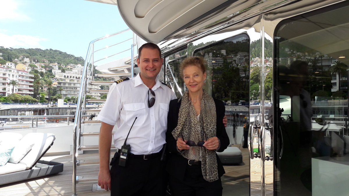 TCNAntibes's tweet photo. A warm welcome by Chief Officer Vladimir Nachev on the magnificent MY #SALUZI at yesterday's #ECPY open day in Nice. https://t.co/XMlR5QNAQU