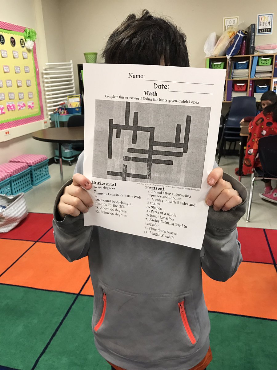FourthFernandez's tweet photo. Student created a crossword for math review for his peers! #studentleadclassroom #lovemylions! 💜#heartofalion @NISDLockeHill https://t.co/mHVwv6S6yl