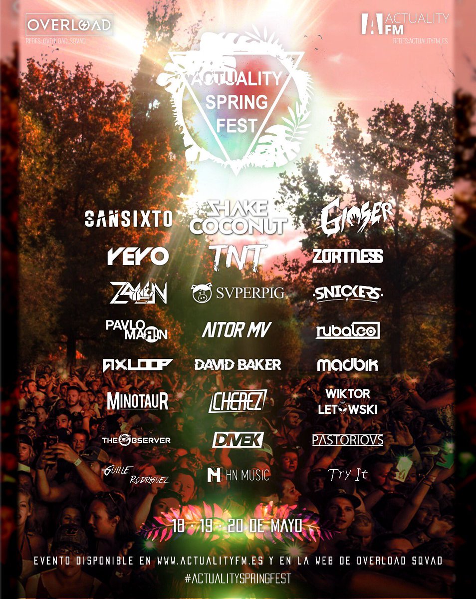 ZORTNESSMUSIC's tweet photo. Todo un placer volver a formar parte en una nueva edición del
ACTUALITY SPRING FEST 🌻✨
Este 18,19 y 20 #MAYO
Que lo organiza @ActualityFM_es
Así que no te lo pierdas y conectate.
Mi set dará comienzo el domingo 20 a partir de las 18:00 h - 19:00 h Os esperamos 🤗
#ZORTNESS https://t.co/aYU0oxXcWQ