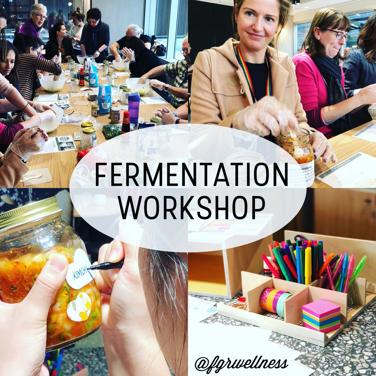 fgrwellness's tweet photo. Some fermentation fun today at our Fermentation Fundamentals workshop, making our FGR Easy Kimchi. 🌱If only we could all work in workplaces that cared about our wellbeing like this! #wellnessatwork #wellness #fgrhilary #fgrkristy #fermentedfoods #kimchi @wellineux #ISPT https://t.co/tQeyD2N2xw