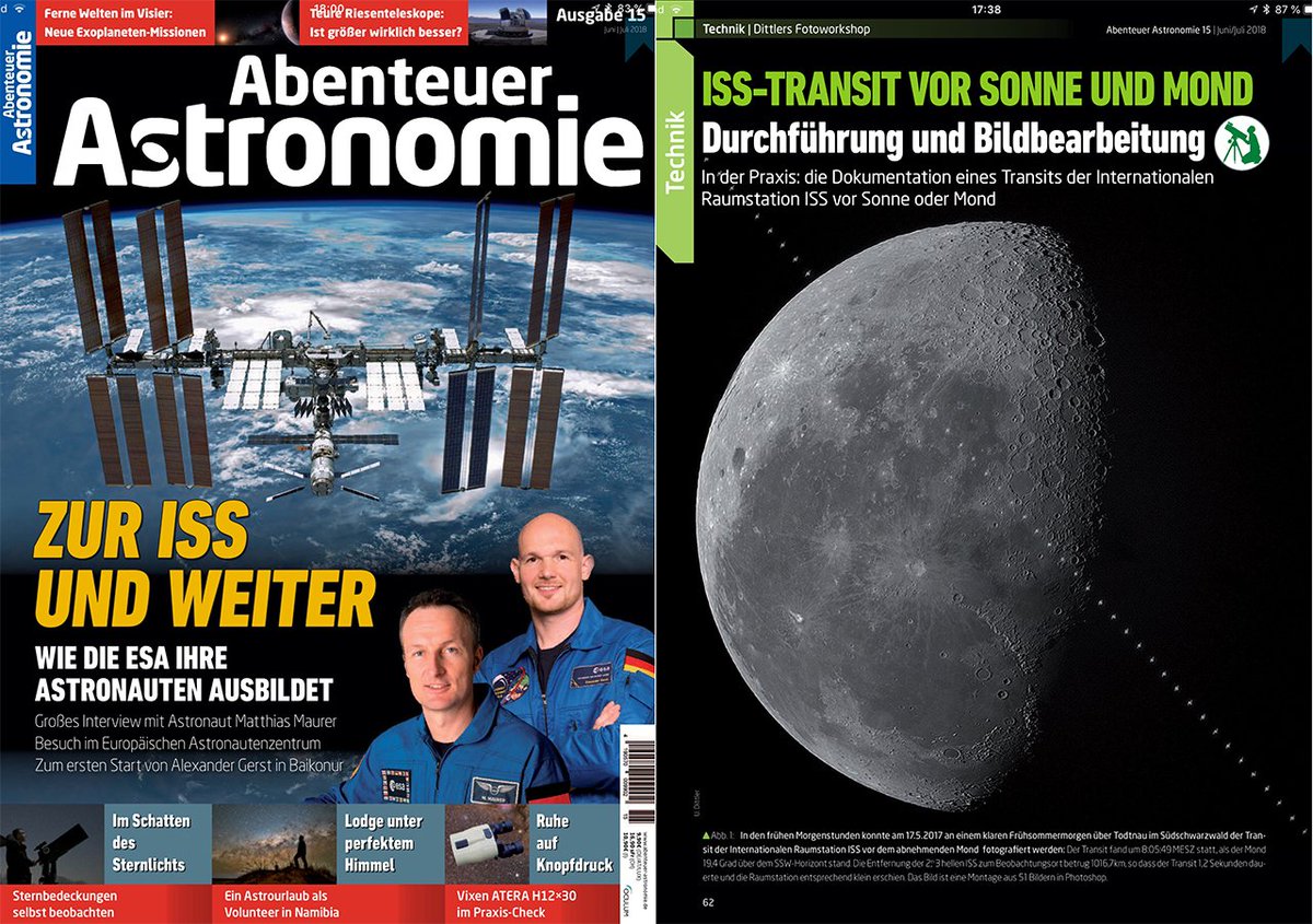 Today the new issue of  <a href="/abenteuerastro/">Abenteuer Astronomie</a> has been released - with a new sequence of the photo workshop.    #Astrophotography, #Solarobserver, #Sun, #Moon, #ISS