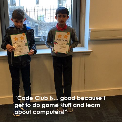 ERCL4's tweet photo. #CodeClubIs "very fun because I get to make up games". Feedback from the young coders at Barrhead Foundry who have just completed Scratch Module 2 @codeclubscot #NDLW18 https://t.co/Fyl4o3GnlM